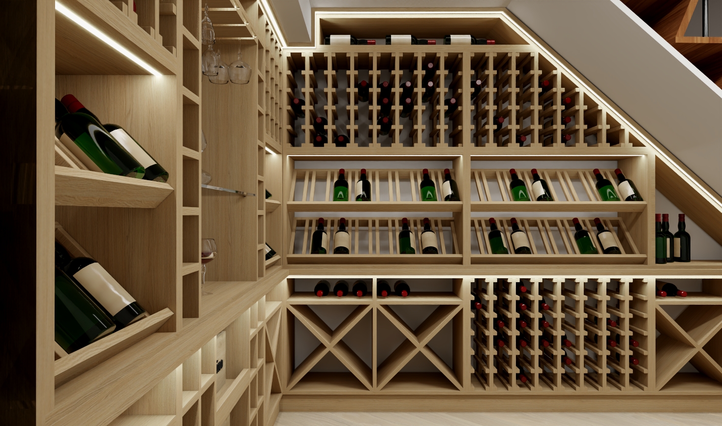 Under-Stairs Wine Cellars with Installation